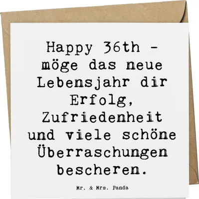 Produktbild von Mr. & Mrs. Panda Grußkarte Spruch 36. Geburtstag Segen - Weiß - Geschenk, besonderer Anlass, Geburtstagsgeschenk, doppelkarte, Lebensfreude, Happy Birthday, faltkarte