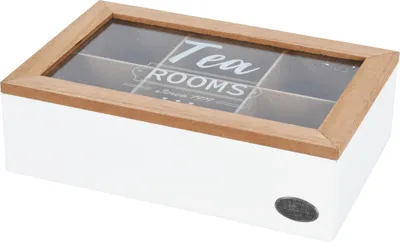Produktbild von Excellent Houseware Teedose - 6 Facher - weis/braun - Holz - 24 cm