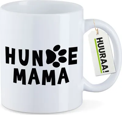 Produktbild von Huuraa Kaffeetasse Hundemama Tapse 330ml Weiß Keramik Kaffeebecher Geschenkidee