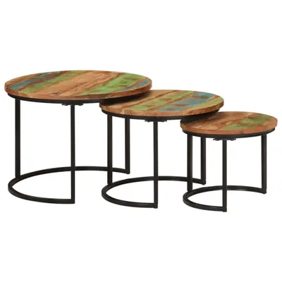 Immagine prodotto di The Living Store Set tavoli 3 pz. Legno massiccio riciclato