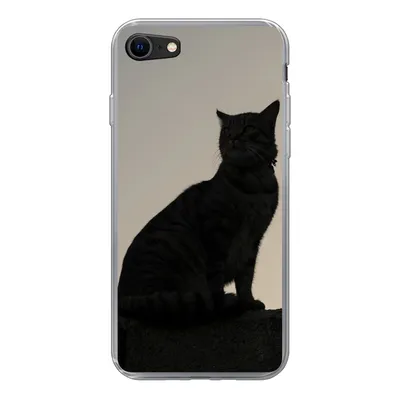 Produktbild von MuchoWow® Handyhülle Schutzhülle Hülle für iPhone 8 Katze - Dunkelheit - Zaun Silikon Softcase Handy Hülle - Schutzhaube