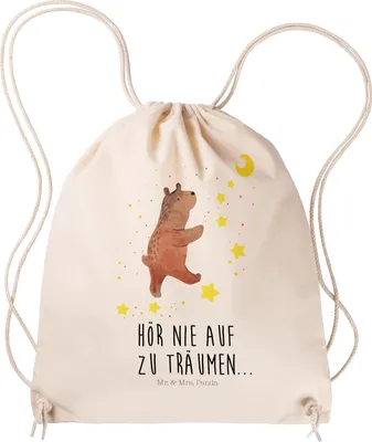 Produktbild von Mr. & Mrs. Panda Beutel Bär Träume - Transparent - Geschenk, Traum, gymnastiktasche, freizeit rucksack, sporttasche klein, gym tasche, Teddy, Träumen, Traumdeutung