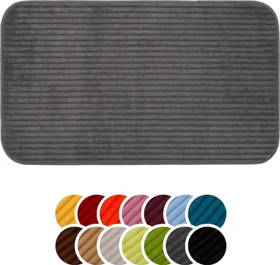 Produktbild von liebling Badteppich mit Anti-Rutsch-Beschichtung aus PVC Noppen, Cord-Optik, 100% Polyester, 60 x 100 cm, Fußbodenheizung geeignet, anthrazit