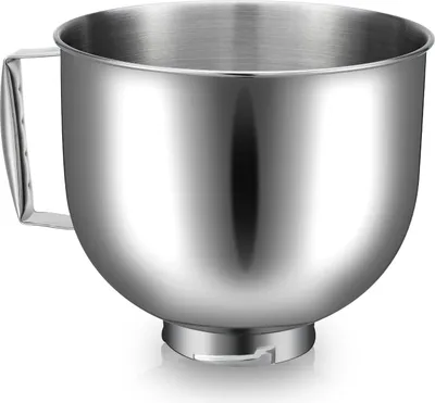 Produktbild von Edelstahl Rührschüssel für KitchenAid Cassic 4.5Q & Artisan 5QT-Serie Edelstahlschüssel mit Griff,Ersatz Mixer Zubehör,Spülmaschinenfest