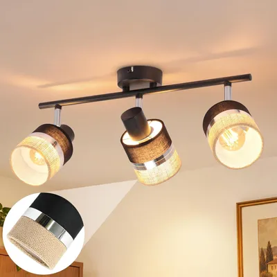 Produktbild von ZMH LED Deckenstrahler 3 Flammig Deckenlampe Schwarz Deckenleuchte Flurlampe Küchenlampe E14 Retro Deckenspots Metall Schwenkbar 350° Schlafzimmer