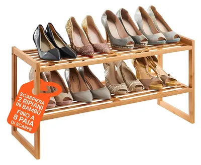 Produktbild von Bambus Schuhregal mit 2 Regalen zur Platzersparnis