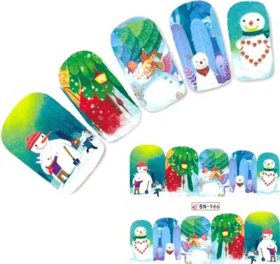Produktbild von Tattoo Nail Art Nikolaus Weihnachten Schneemann Aufkleber Nagel Sticker