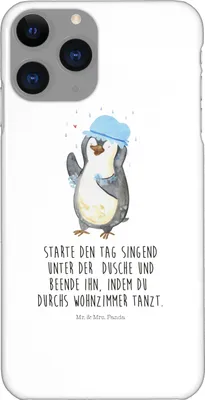 Produktbild von Mr. & Mrs. Panda Iphone 11 Pro Handyhülle Pinguin Duschen - Weiß - Geschenk, Motivation, Duschkonzert, Tanzen, Pinguine, Handy Case, Singen, Premium Kunststoff