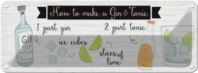 Produktbild von vianmo Blechschild 10x27 cm How to make a Gin & Tonic