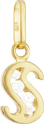 Produktbild von NKlaus Buchstabe S Kettenanhänger klein 585 Gelb Gold 14 Karat 10x6mm Alphabet Zirkonia weiß 13371