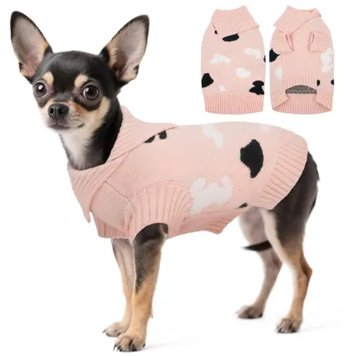 Image de Pull-gilet pour chien, en tricot, doux, chaud, rose, taille S