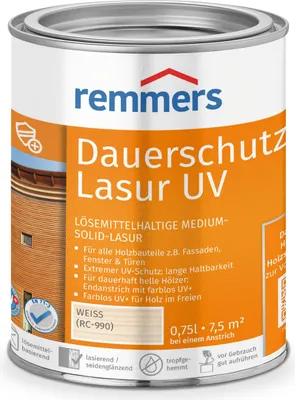 Produktbild von Remmers Dauerschutz-Lasur UV weiß (RC-990) 0,75 l, Holzlasur