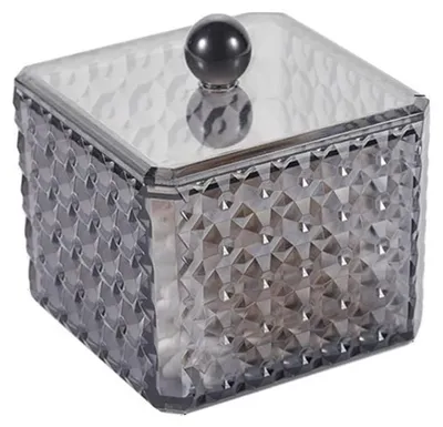 Produktbild von Wattestäbchenhalter mit Deckel, Wattestäbchenhalter aus Acryl, Wattepadspender, Kosmetikorganizer, Aufbewahrungsbox für Wattestäbchen, Wattepads und Wattepads.