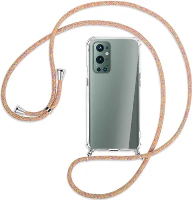 Produktbild von Handykette Backcover-Schutzhülle mit Band (Metall silberfarben) für OnePlus 9 Pro - Rainbow