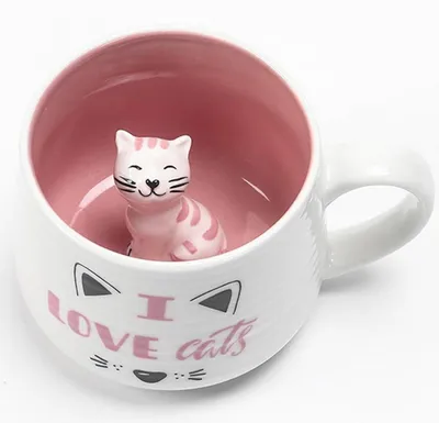 Productafbeelding van Koffiekop van keramiek, 3D-kat, 350 ml, ideaal als cadeau voor kattenliefhebbers