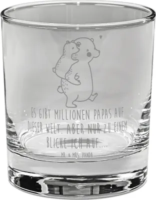 Produktbild von Mr. & Mrs. Panda Whiskyglas Papa Bär - Transparent - Geschenk, Geburtstag, Vater, Whisky Tumbler, Glas, Whiskey, Opa, Vatertag, Gravur