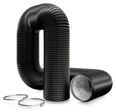 Obrázok produktu pre Solidchoice – Hliníkový PVC ventilačný kanál s 2 svorkami – flexibilná vzduchová hadica 100 mm, 3 m, určená na sušičku