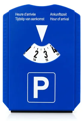 Produktbild von Wiltec Parkscheibe 5-in-1 Parkuhr nach StVO mit Eiskratzer, Einkaufschip, Profiltiefenmesser und Gummilippe