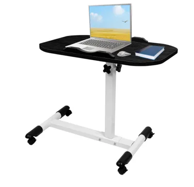 Produktbild von Laptoptisch Höhenverstellbar,Mobiler Schreibtisch,Computertisch Beistelltisch Rolltisch Stehtisch Arbeitstisch für Büro,Bett,Sofa 60x40x61-95cm Schwar