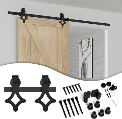 Produktbild von SWANEW Schiebetürsystem Schiebetürbeschlag Set 150kg Bodenführungsrolle Türführung Montageset Laufschiene Glas/Holztür Schiebetür 200cm