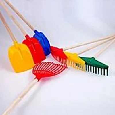 Produktbild von Laubrechen Kinder - Happy Sand - Laubrechen lang mit 60cm Holzstiel grün