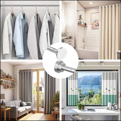 Produktbild von Ausziehbare Duschvorhangstange - Edelstahl - 60-130cm