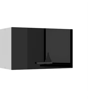 Obrázek produktu pro Belini nástěnná skříňka do kuchyně, kuchyňské skříňky SGP. Šířka 60 cm. Nástěnná skříňka s 1 dvířky, kuchyňské nástěnné skříňky, nástěnná skříňka, černý vysoký lesk