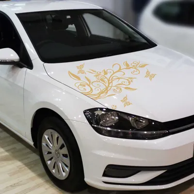 Produktbild von Aufkleber - Blumenranke Autoaufkleber + 3 Schmetterlinge 92cm x 60cm gold - Tuning Carystyling Heckscheibe Auto