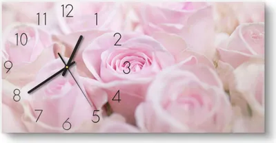 Produktbild von DEQORI Glasuhr 60x30 cm Zahlen 'Zarte Rosenblüten' Wanduhr Glas Uhr Design leise