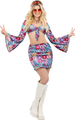 Produktbild von Fever - "60s" Hippie Regenbogen-Kostüm für Damen SM3463 (42-44 EU) (Bunt)