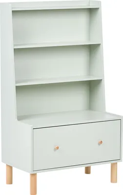 Produktbild von BELIANI Bücherregal Hellgrün MDF-Platte mit Hellen Holzbeinen 3 Offene Fächer 1 Schublade Skandi Kinder Schlafzimmer Babyzimmer Standregal Kinderregal