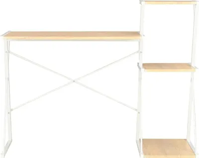 Produktbild von vidaXL Schreibtisch mit Regal Weiß und Eiche 116×50×93 cm