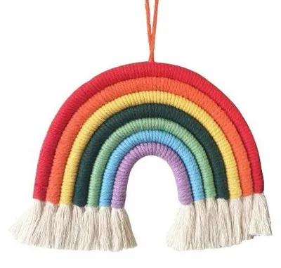 Zdjęcie produktu dla Tęczowa makrama wisząca dekoracja ścienna boho dla dzieci 28X27CM