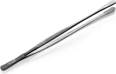 Produktbild von Küchenpinzette mit runden Spitzen, beschichtet, 305 mm - schwarz