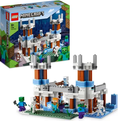 Produktbild von LEGO 21186 Minecraft Der Eispalast Set, Spielzeug-Schloss mit 6 Charakteren, inkl. Königlicher Krieger mit Diamantschwert, Skelett und Zombie-Figuren, Geschenk für Kinder ab 8 Jahren