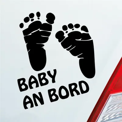 Produktbild von Auto Aufkleber Baby an Bord Füße on Board Junge Mädchen 15x14 cm Schwarz Glanz Sticker Heckscheibenaufkleber