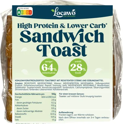 Produktbild von Locawo High Protein & Low Carb* Sandwich Toast | Toastbrot 400g