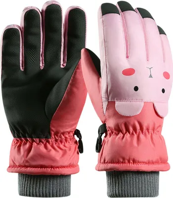 Produktbild von Kinderhandschuhe Fünf-Finger-Skihandschuhe Winter Warme Winddichte Wasserdichte Handschuhe Rosa