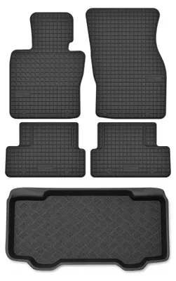 Imagen del producto de Alfombrillas de goma + bandeja de maletero para Mini Cooper F56 2014-2024 (hatchback) – juego de 5 piezas, , a medida – Wielganizator