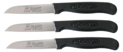 Produktbild von NEUSTANLO Schälmesser Set 3 Stück | extra scharfes Kartoffelschälmesser | Küchenmesser mit rostfreier Klinge | ideal zum Schälen von Obst & Gemüse | ergonomischer Griff | Schwarz