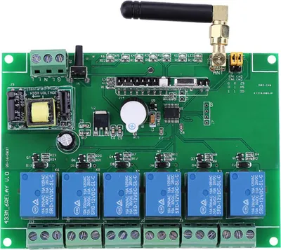 Obrázok produktu pre 1ks 110-240V 6-kanálový RF reléový modul Doska diaľkového ovládania