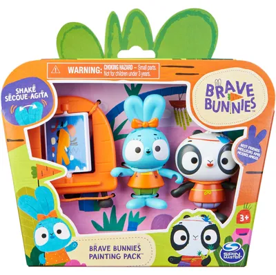 Imagen del producto de Conejos Valientes: Pinta con Boo Conejo y Panda (incluye 2 figuras de acción y 1 lienzo como accesorios, juguete para niños a partir de 3 años, set básico de figuras)