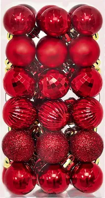 Produktbild von 36 Stück Mini-Weihnachtskugeln, bruchsicher, 3 cm Durchmesser, glänzend, matt, glitzernd, Kunststoff-Ornament