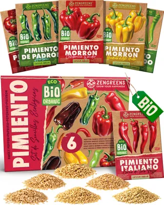Imagen del producto de ZenGreens® Semillas Eco de Pimiento – Set 6 Variedades de Polinización Libre