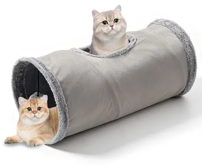 Faltbarer Katzentunnel mit Spielball, 50 x 25 cm, Grau
