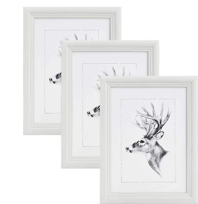 Produktbild von WOLTU 3er-Set Bilderrahmen Artos Stil Holz Rahmen Fotogalerie Glasscheibe,Weiß, 10x15 cm