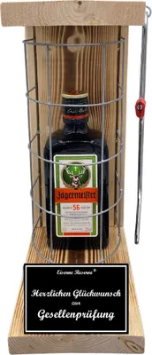 Produktbild von Jägermeister - Herzlichen Glückwunsch zur Gesellenprüfung - Eiserne Reserve Gitterkäfig Bier Geschenk zur Gesellenprüfung