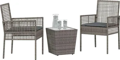 Image de Ensemble bistro de jardin 3 pcs Gris polyrotin