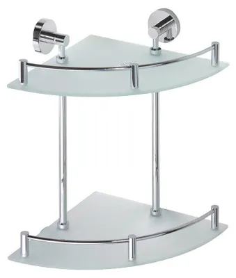 Productafbeelding van Sapho X-ROUND E Hoekplank met reling, 2-voudig, 280x355x380mm, chroom