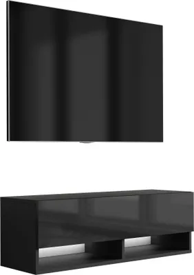 Immagine prodotto di Lavagna TV 100 cm nero opaco / nero lucido, LED bianco, 100 × 32 × 34 cm